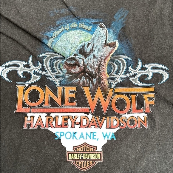 Harley-Davidson Lone Wolf Spokane Washington Short Sleeve Stay Ahead Of The Pack - Picture 3 of 5